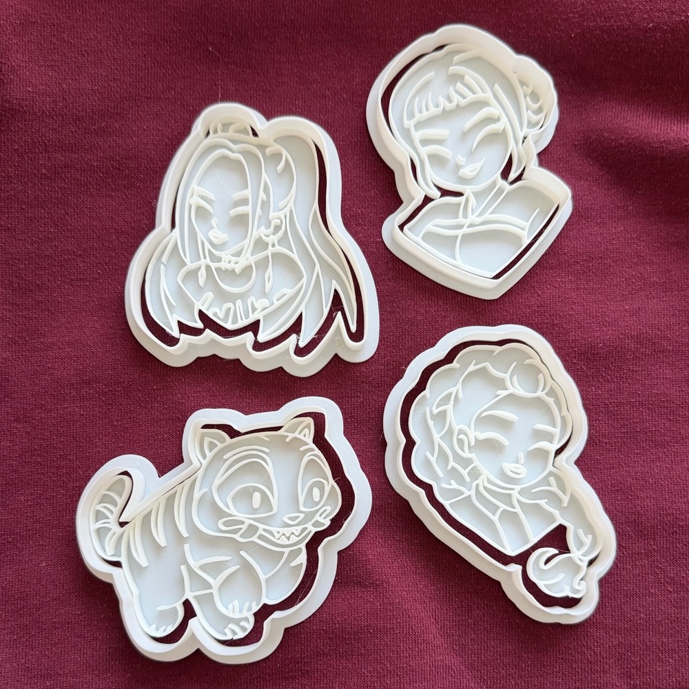 Kpop Demon Hunters Huntrix Cookie Cutter Stamp Set 3D Printed Anime Baking Tool
